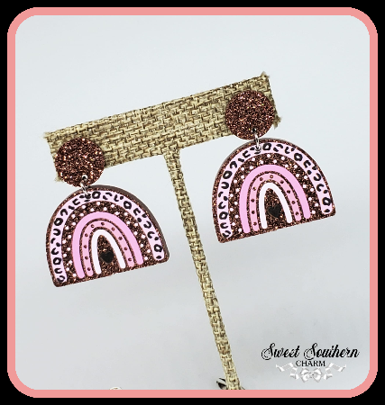 Somewhere Over the Rainbow in Rose Gold and Pink Post Earrings-