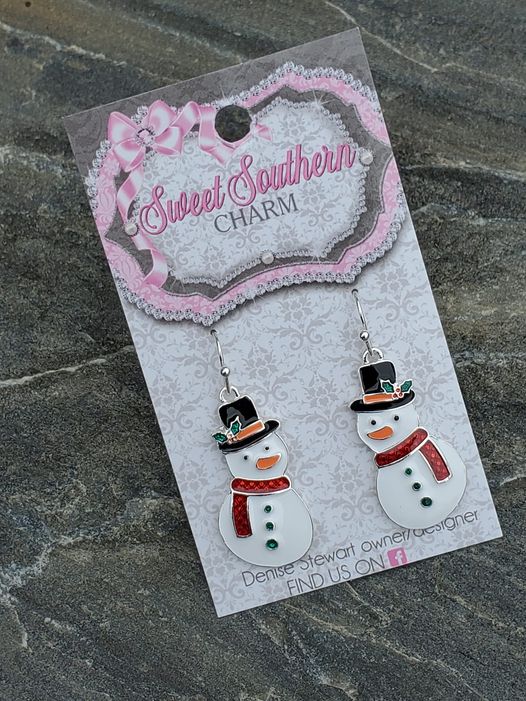 Adorable Alloy Metal Snowman Earrings-