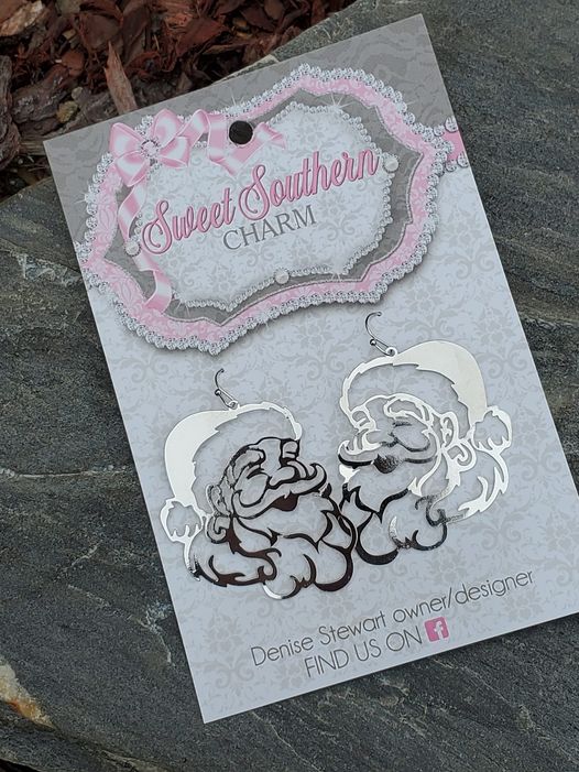 Laser Cut Santa Earrings-