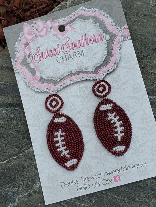 Beaded Football earrings-