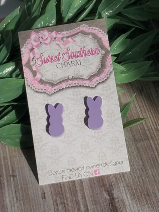 Adorable Laser Cut Purple Bunny Earrings-