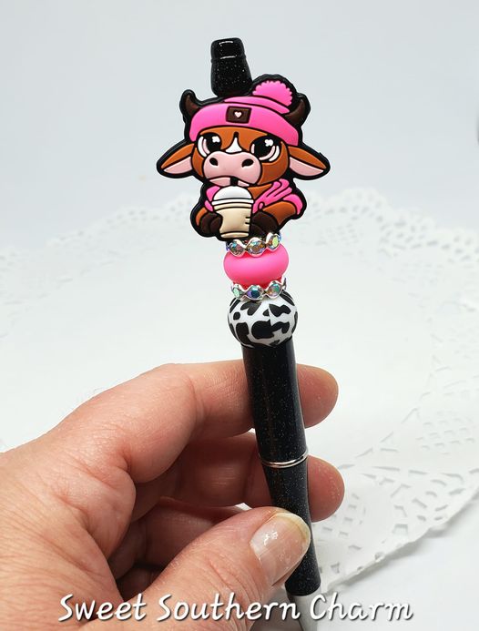 Exclusive Dolly the Cow Beaded Pen(Hot Pink)-