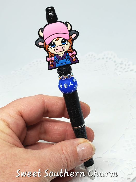 Exclusive Daisy the Cow Beaded Pen(light pink cap)-