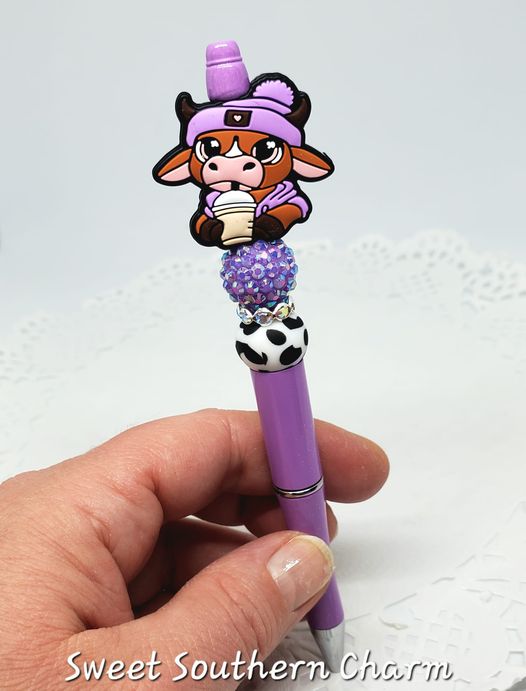 Exclusive Bella The Cow Beaded Pen-