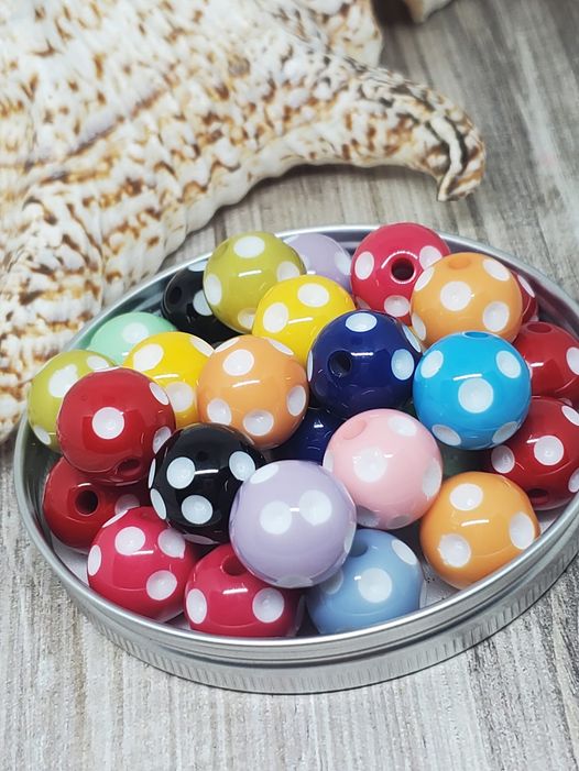 15 mm assorted polka dot acrylic bead-