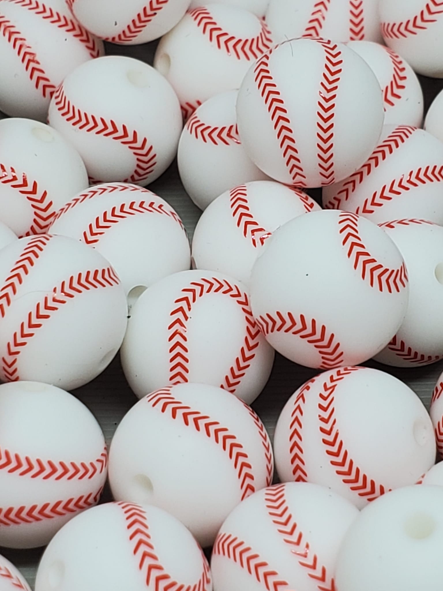 15 mm silicone baseball printed beads-