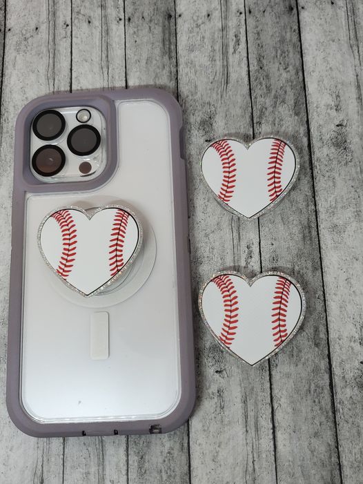 Heart Baseball Acrylic Phone Grip-