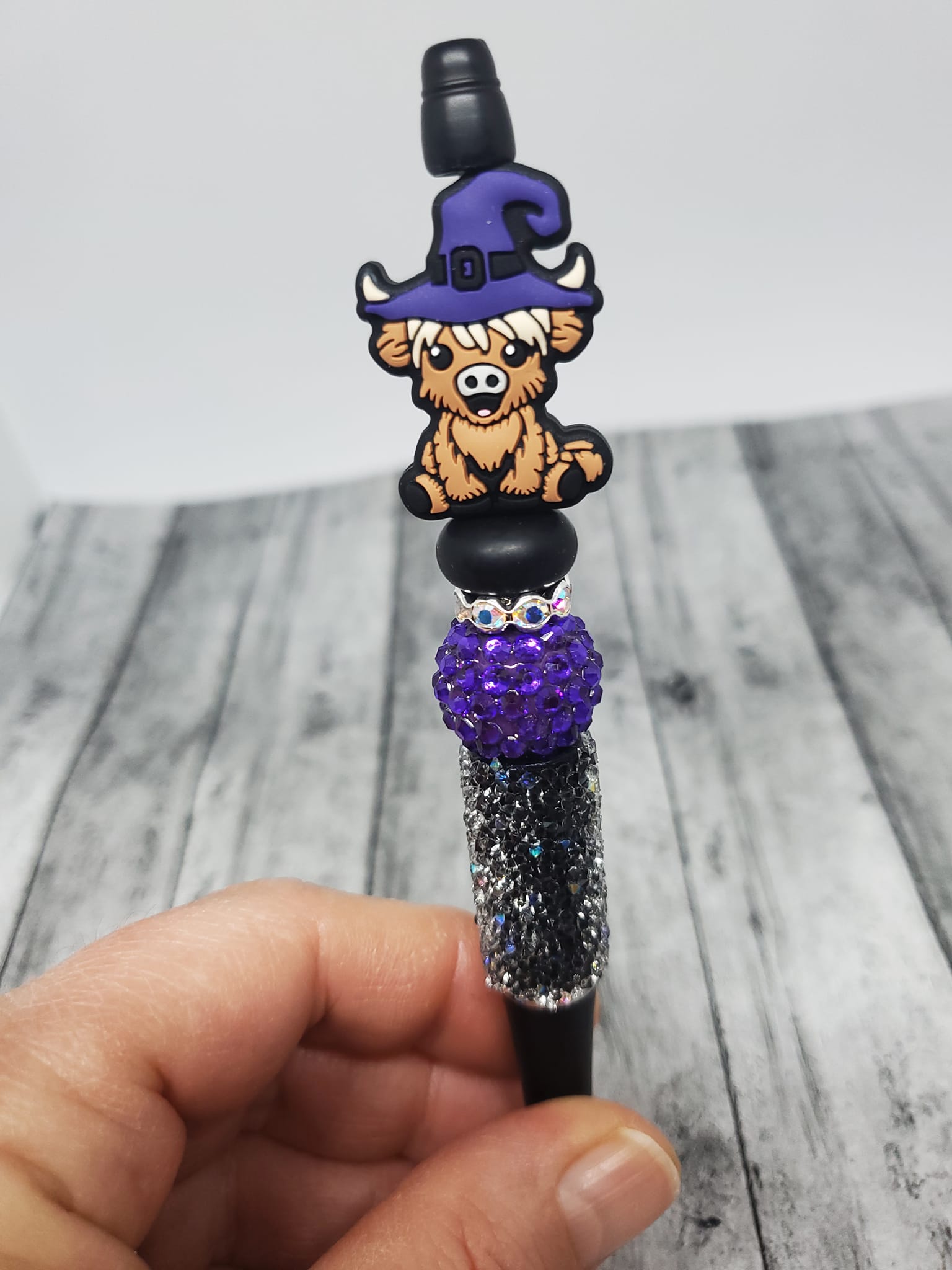 Boujie Cow with Purple Witch Hat-