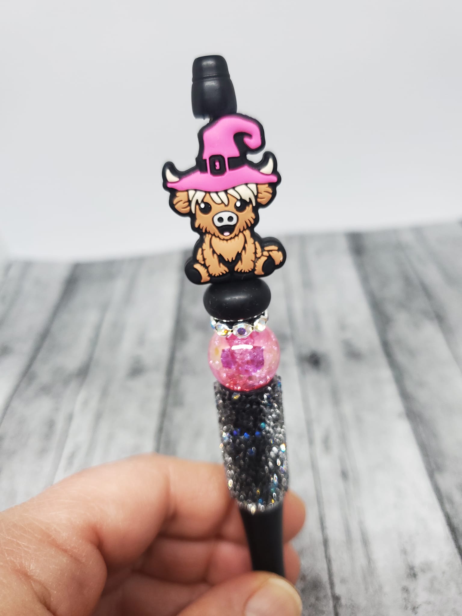 Boujie Cow with Pink Witches Hat-