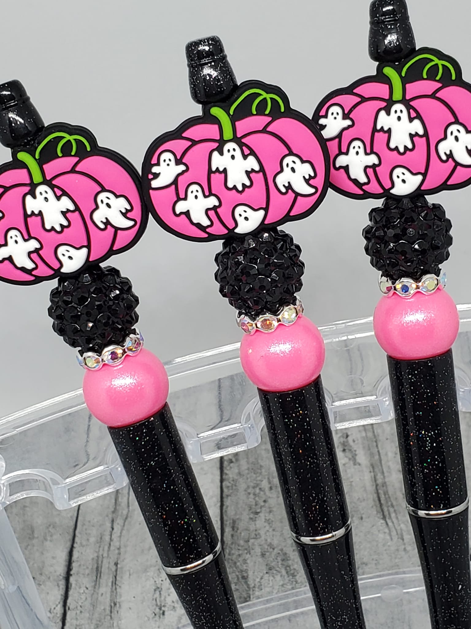 Pinkalicious Pumpkin with White Ghost Beaded Pen-