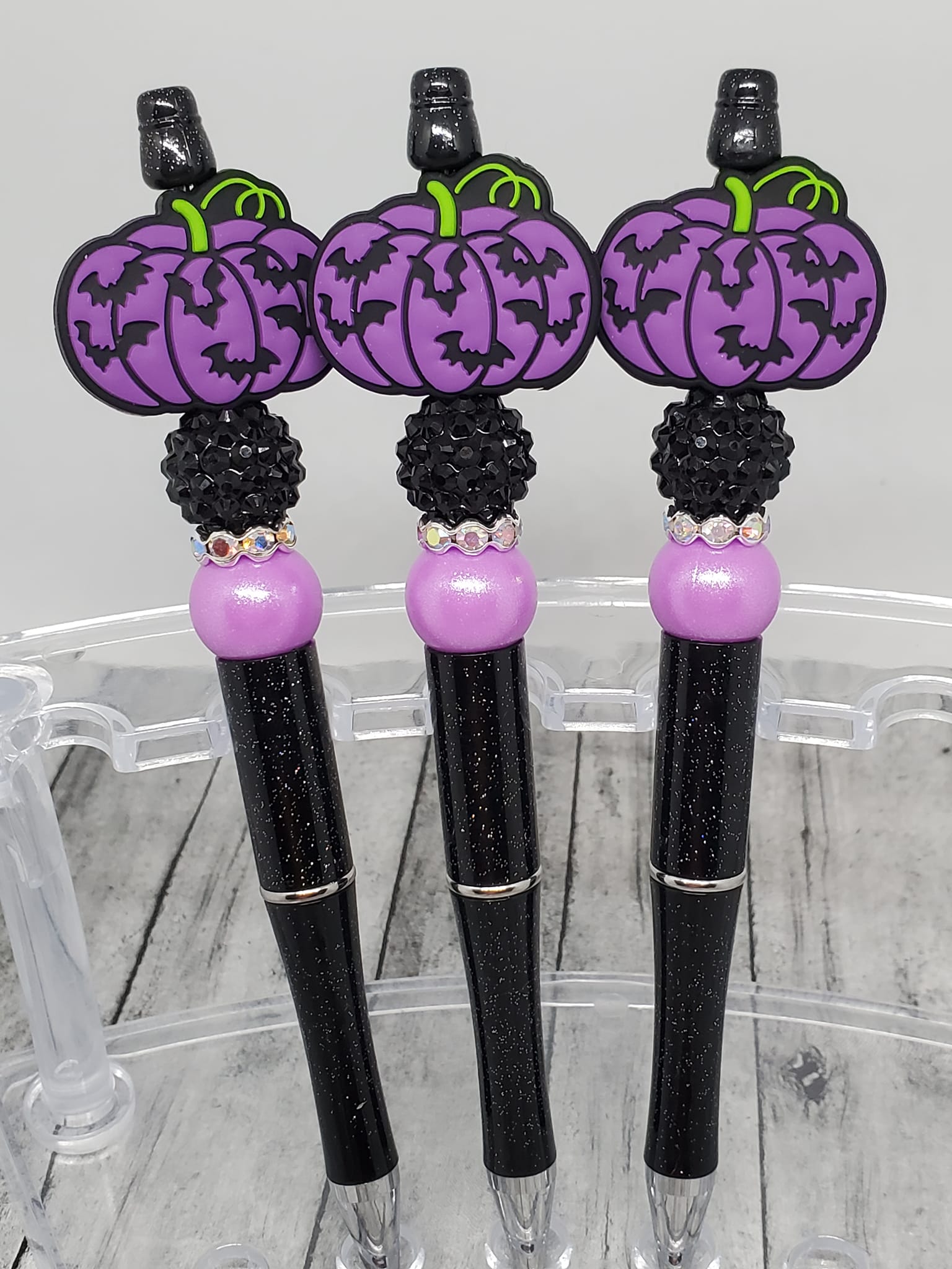 Purplicious Pumpkin with Bats Beaded Pen-