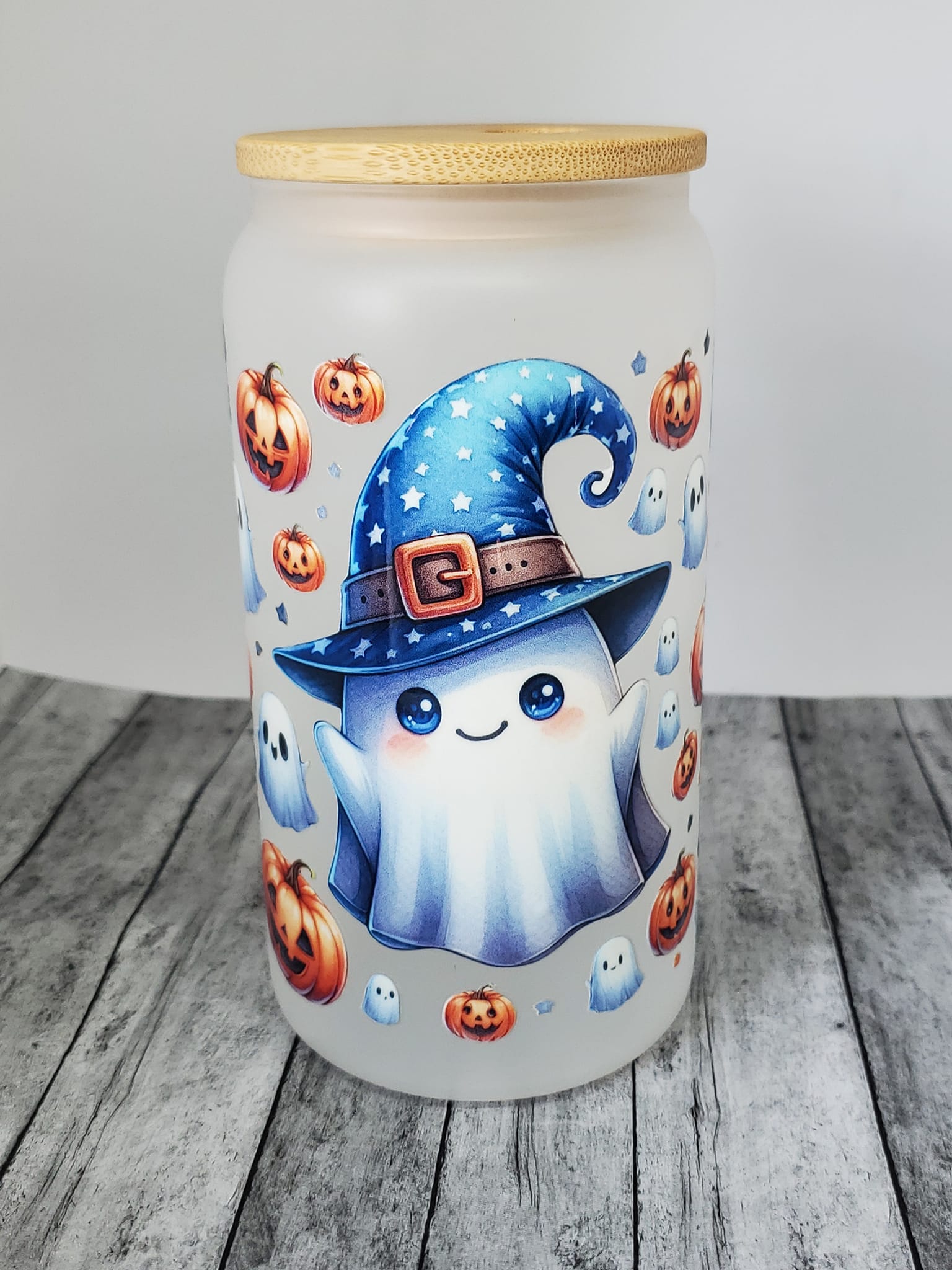 Adorable Ghostie with Blue Witch Hat Libby Cup-