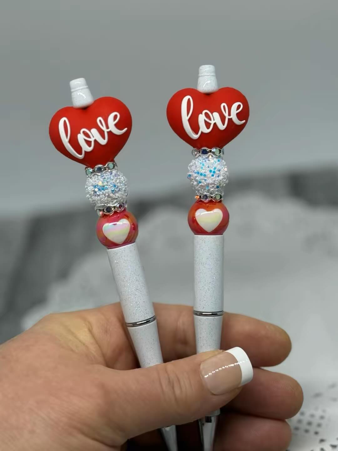 3D Love Beaded Pen with Heart Bead-