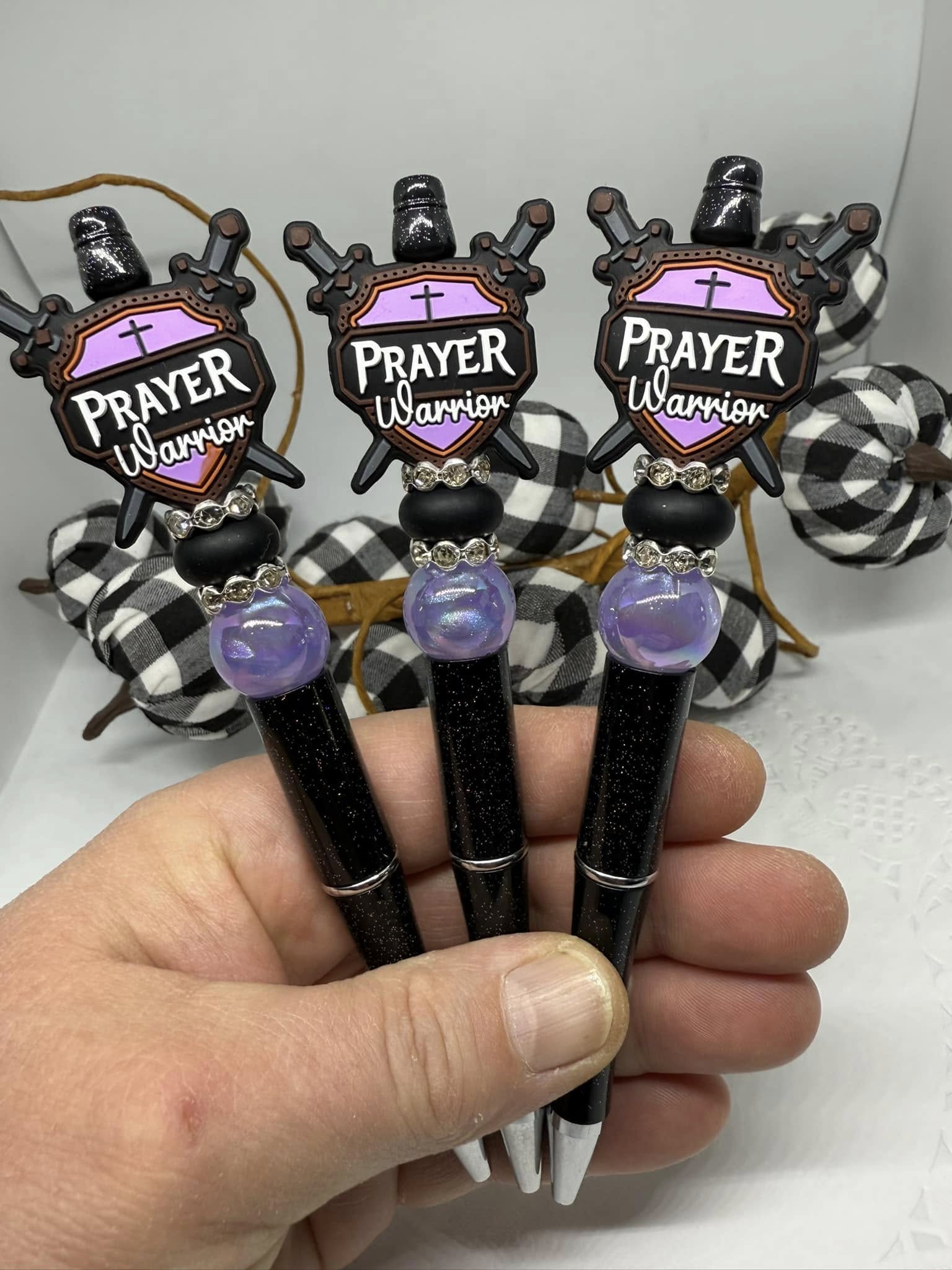 Prayer Warrior in Purple Beaded Pen-